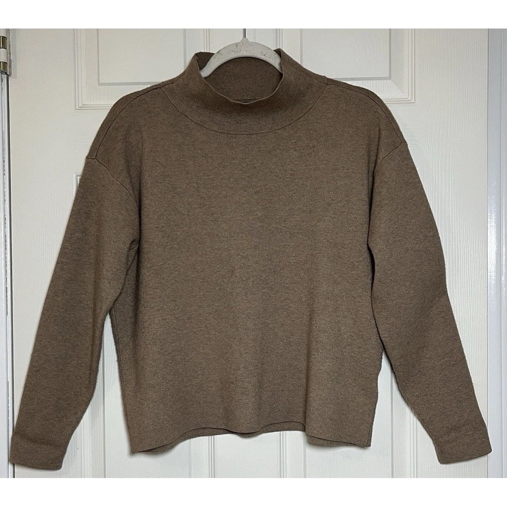 Quince Organic Cotton Turtleneck Sweater XS Brown Minimalist Capsule Luxury EUC - Picture 2 of 8